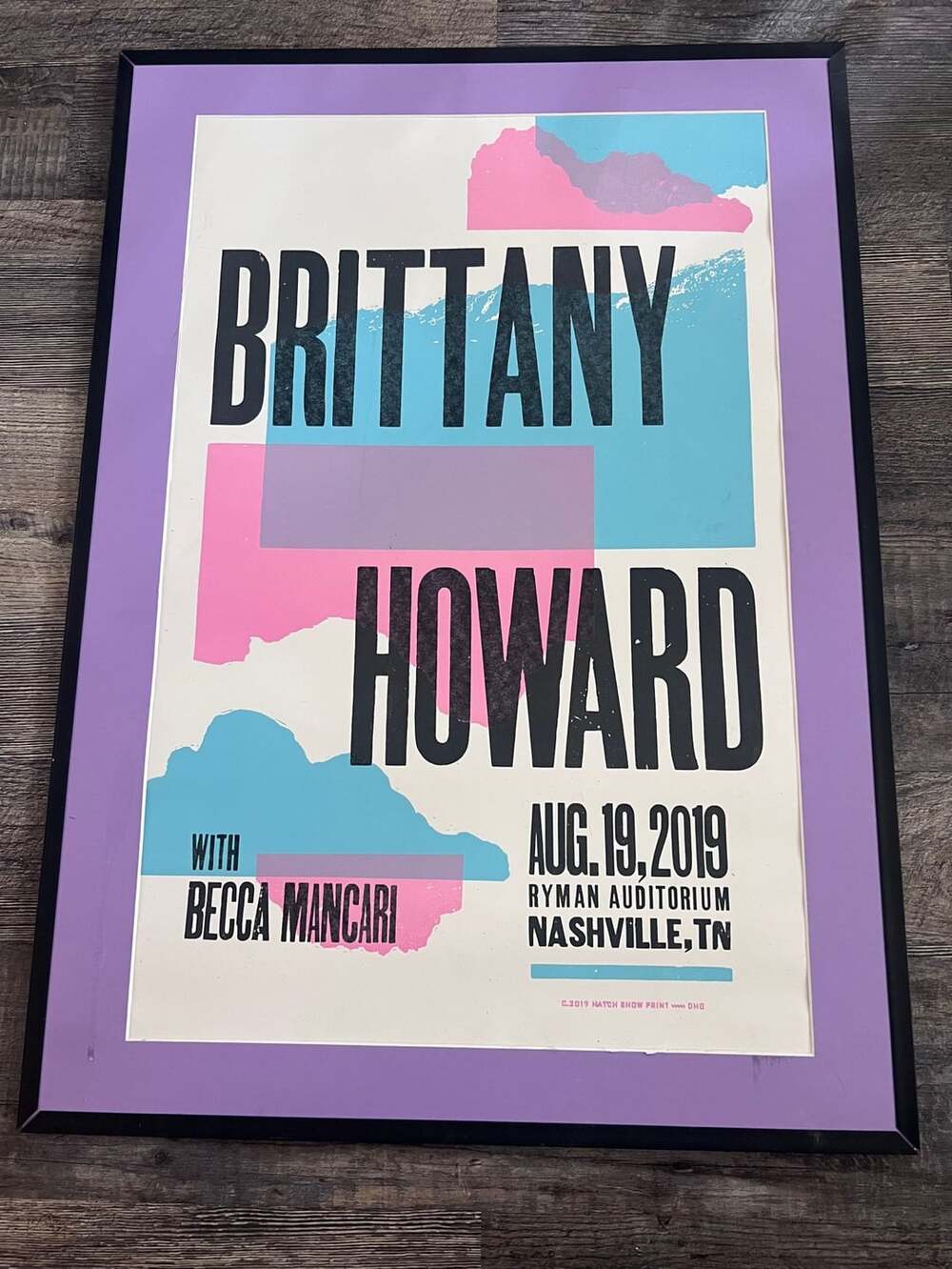Hatch Show Print Brittany Howard Ryman Concert Poster w/ lavender mat.